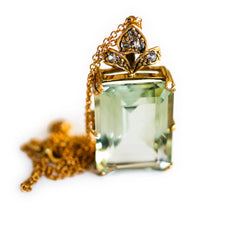 Emerald Cut Prasiolite and Diamond Cocktail Necklace 2005