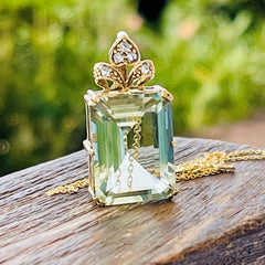 Emerald Cut Prasiolite and Diamond Cocktail Necklace 2005