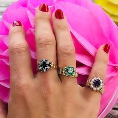 Emerald & Diamond Dress Ring 1970s