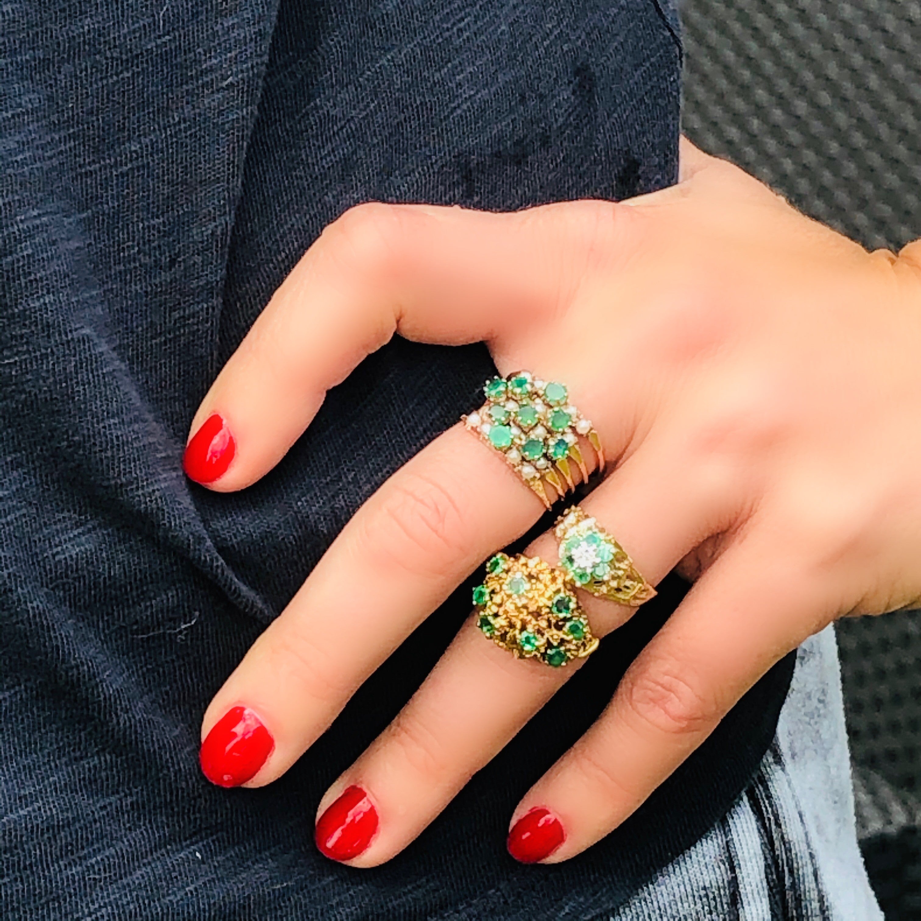 Emerald & Diamond Dress Ring 1970s