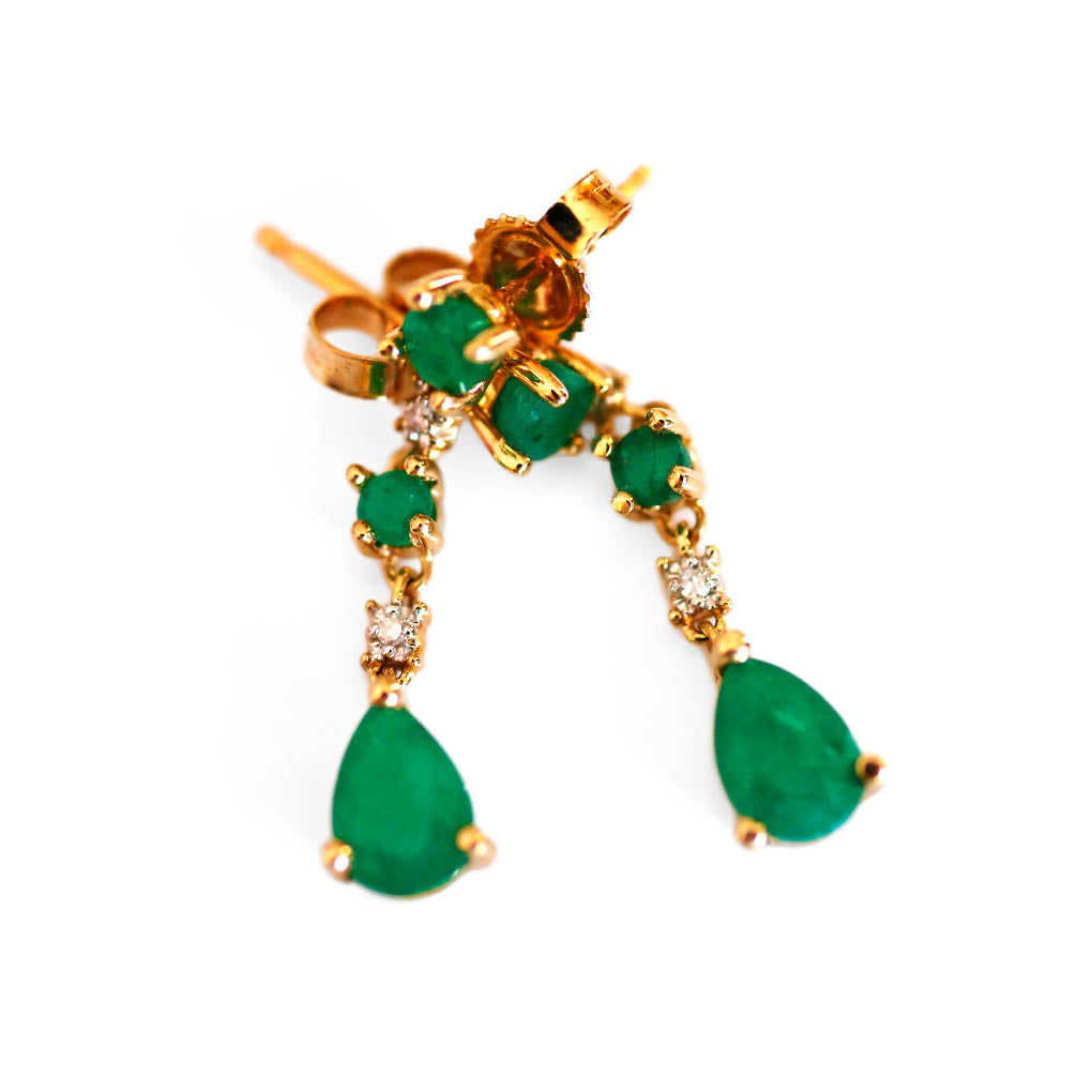 Emerald & Diamond Drop Earrings