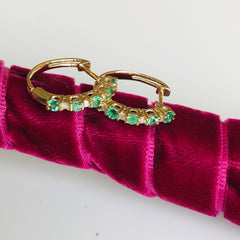 Emerald & Diamond Hoop Earrings