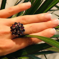 Glittering Garnet Cocktail Ring 1970s