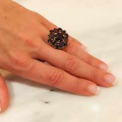 Glittering Garnet Cocktail Ring 1970s