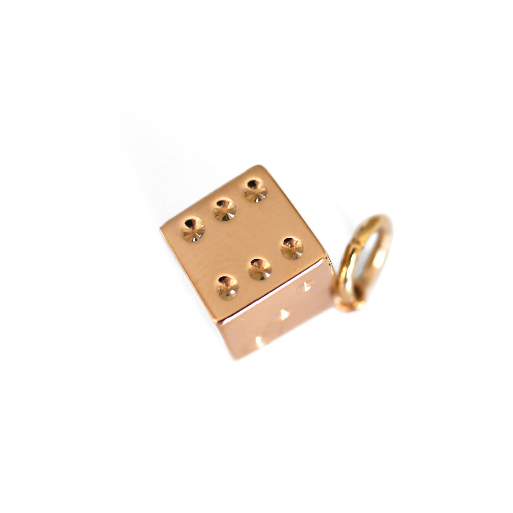 Vintage Jewellery Gold Dice Pendant Charm