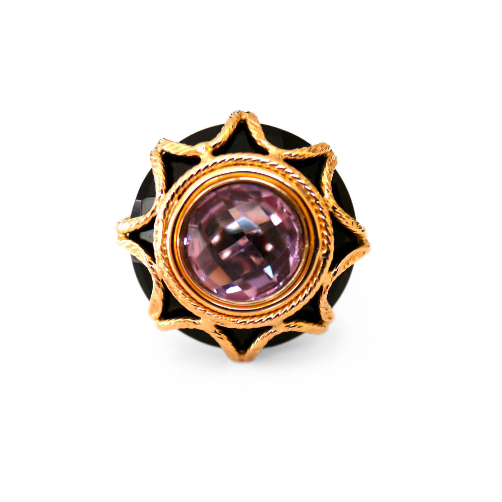 MILOR Amethyst & Black Onyx Cocktail Ring