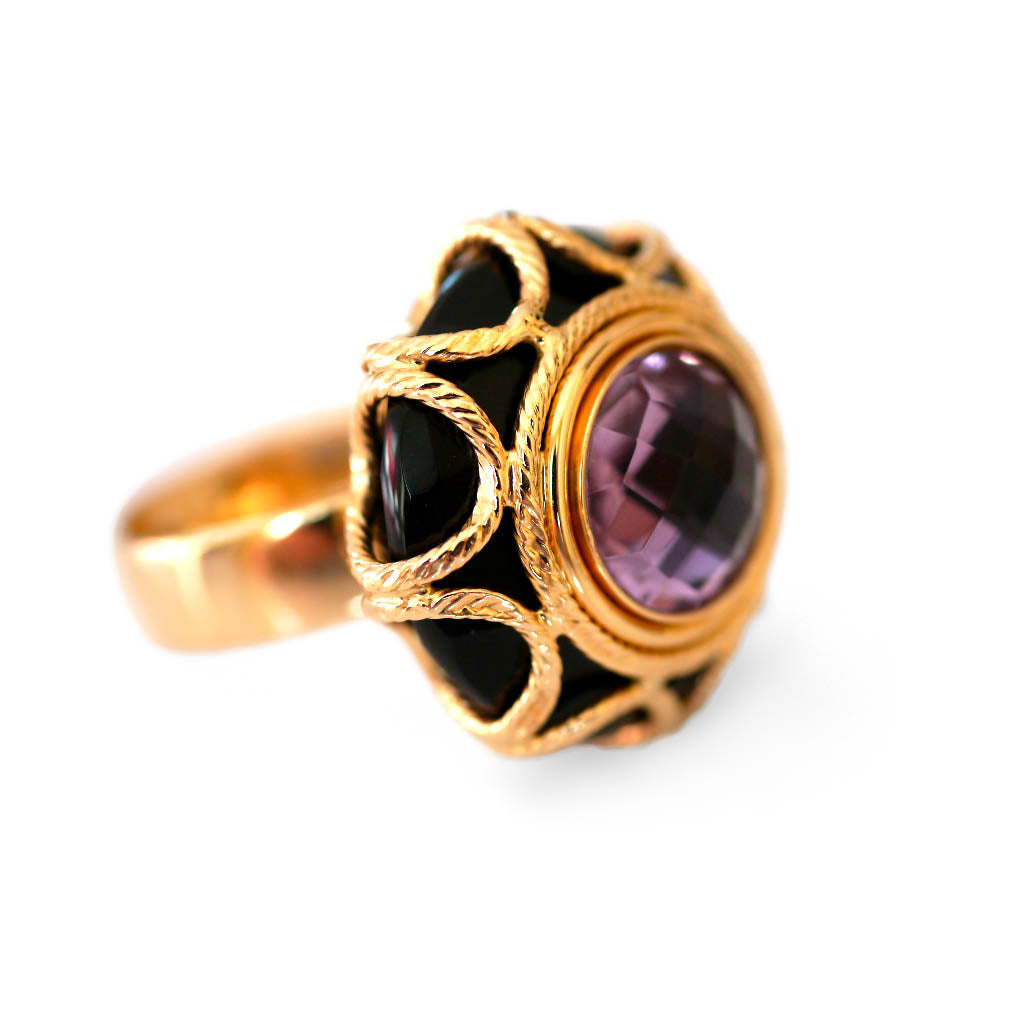 MILOR Amethyst & Black Onyx Cocktail Ring