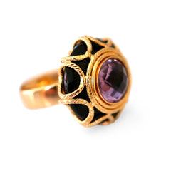 MILOR Amethyst & Black Onyx Cocktail Ring
