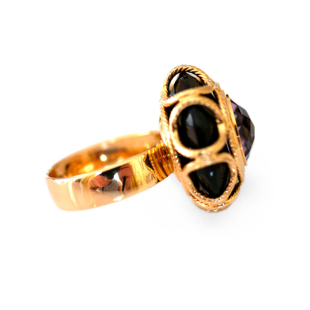 MILOR Amethyst & Black Onyx Cocktail Ring