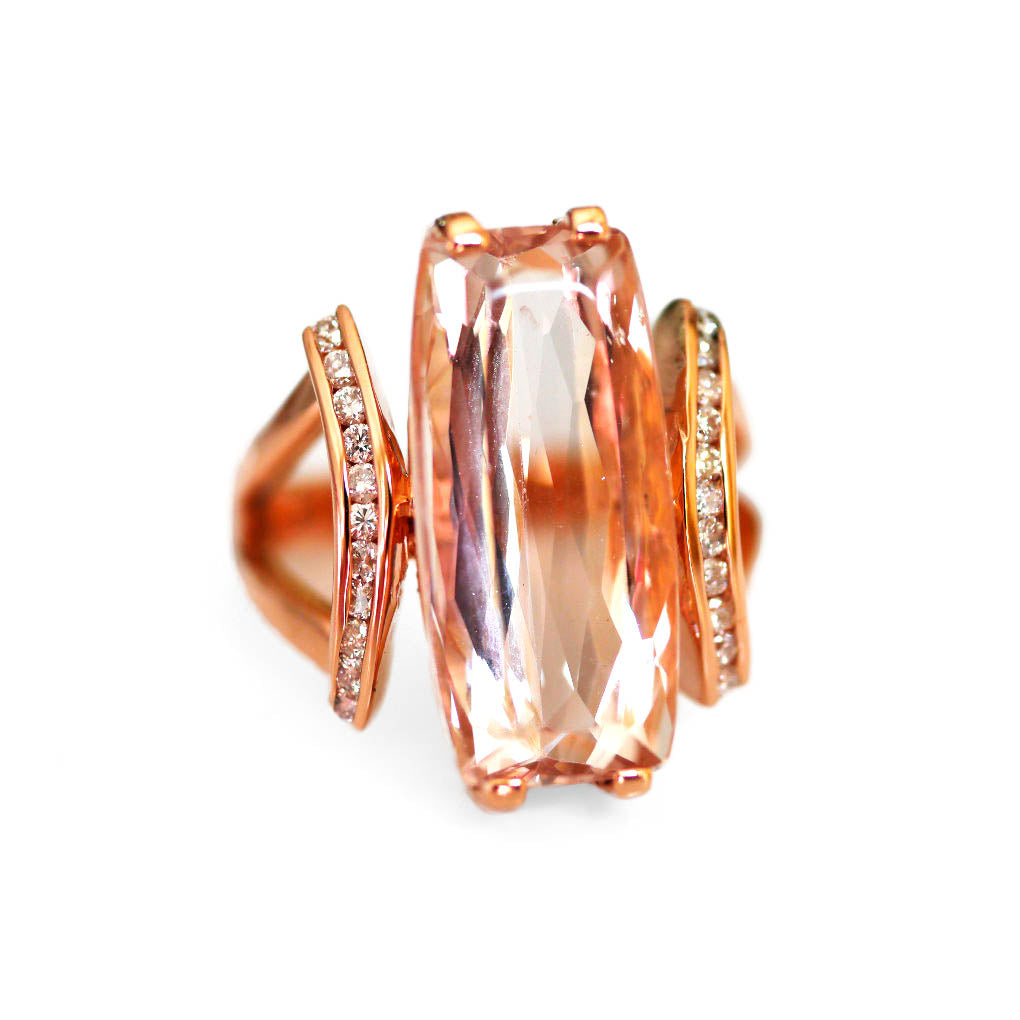 Magnificent Morganite and Diamond Rose Gold Cocktail Ring