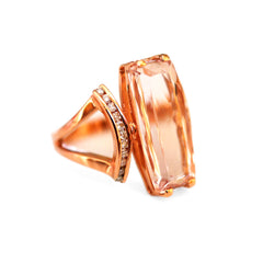Magnificent Morganite and Diamond Rose Gold Cocktail Ring