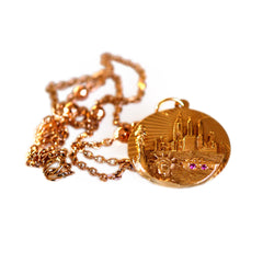 Vintage New York City Skyline Gold Necklace