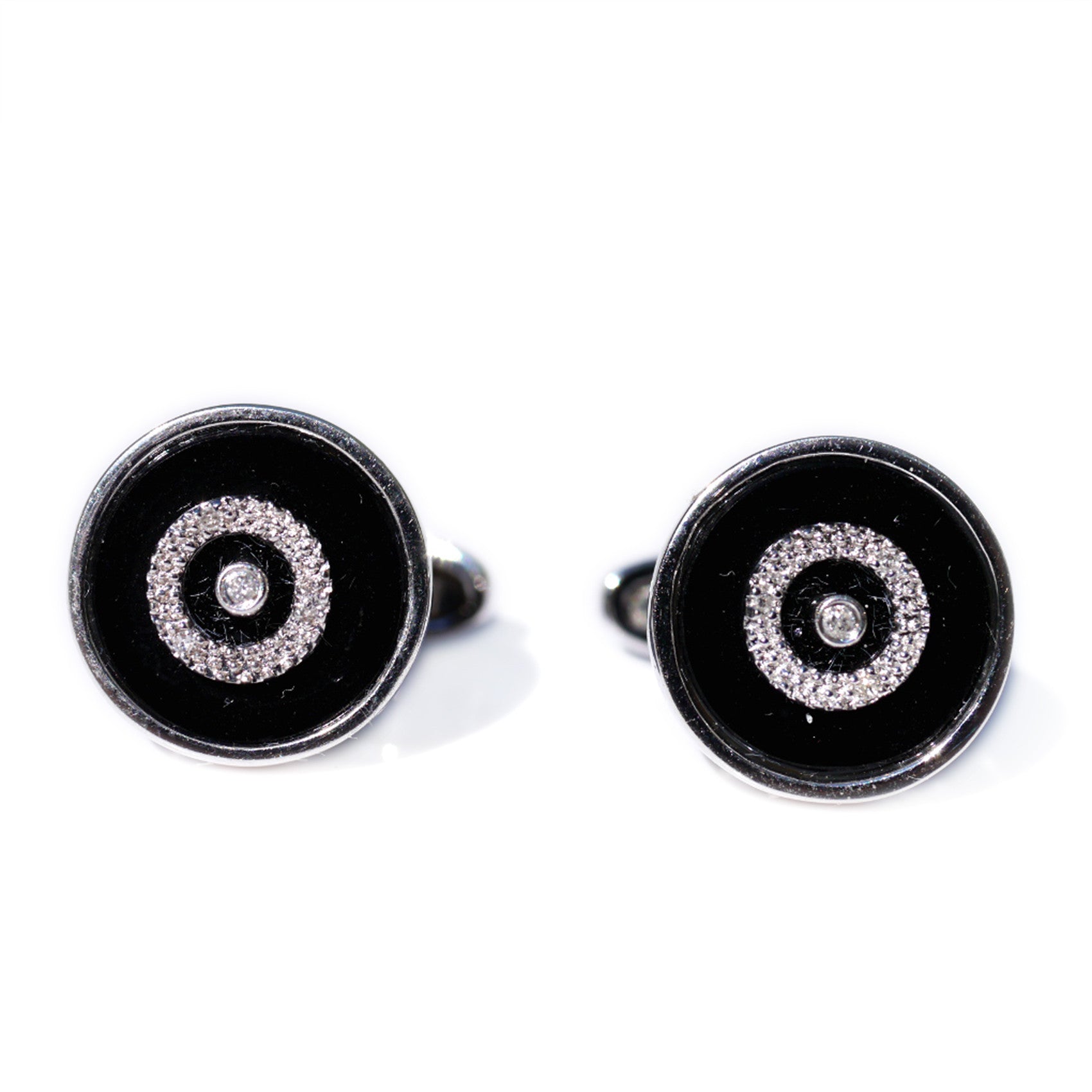 Silver Linings: Round Black Onyx & Diamond Cufflinks