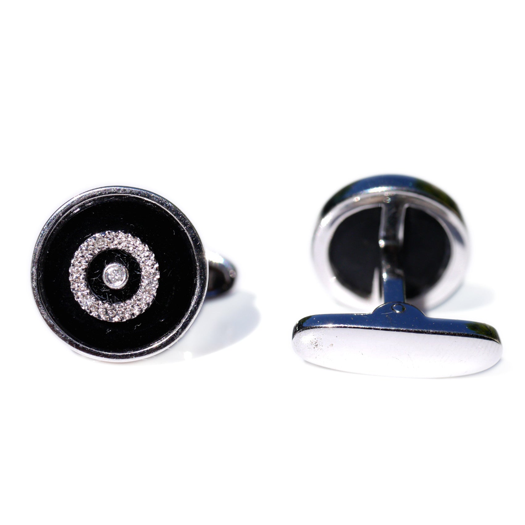Silver Linings: Round Black Onyx & Diamond Cufflinks