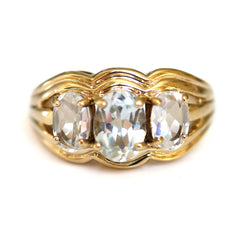 Blue Topaz Trilogy Ring