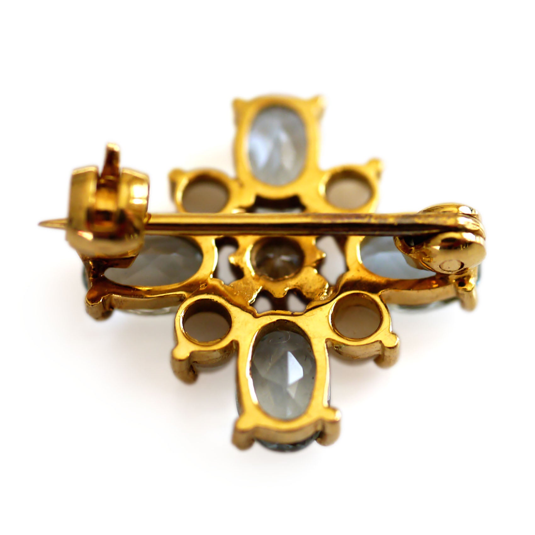 Astounding Aquamarine, Diamond and Seed Pearl Brooch