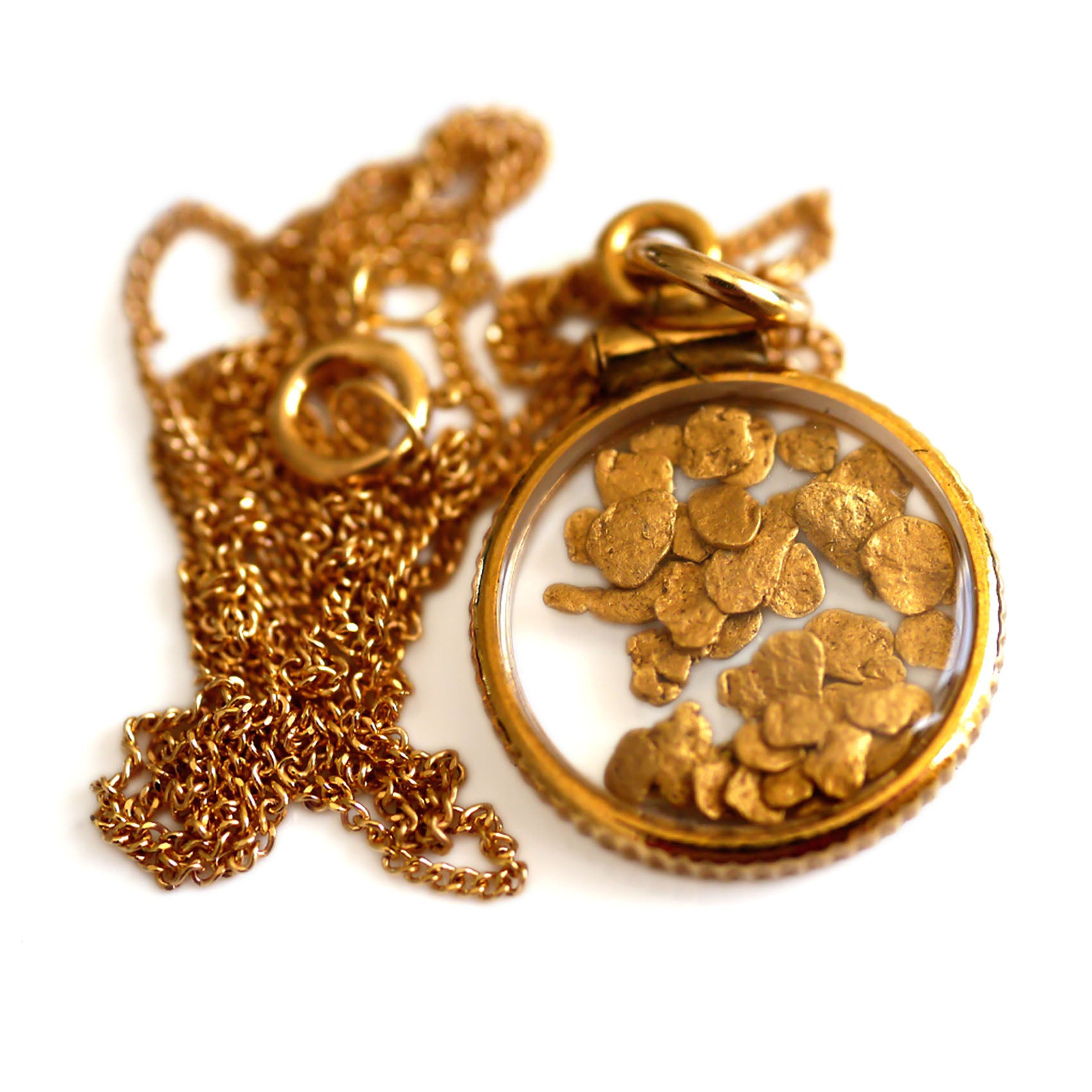 Vintage Gold Flake Locket Necklace
