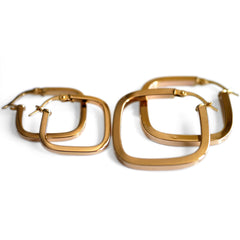 Gold Glorious Gold: Square Hoops (Medium)
