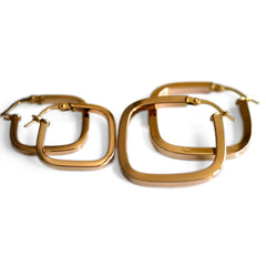 Vintage Gold Square Hoop Earrings