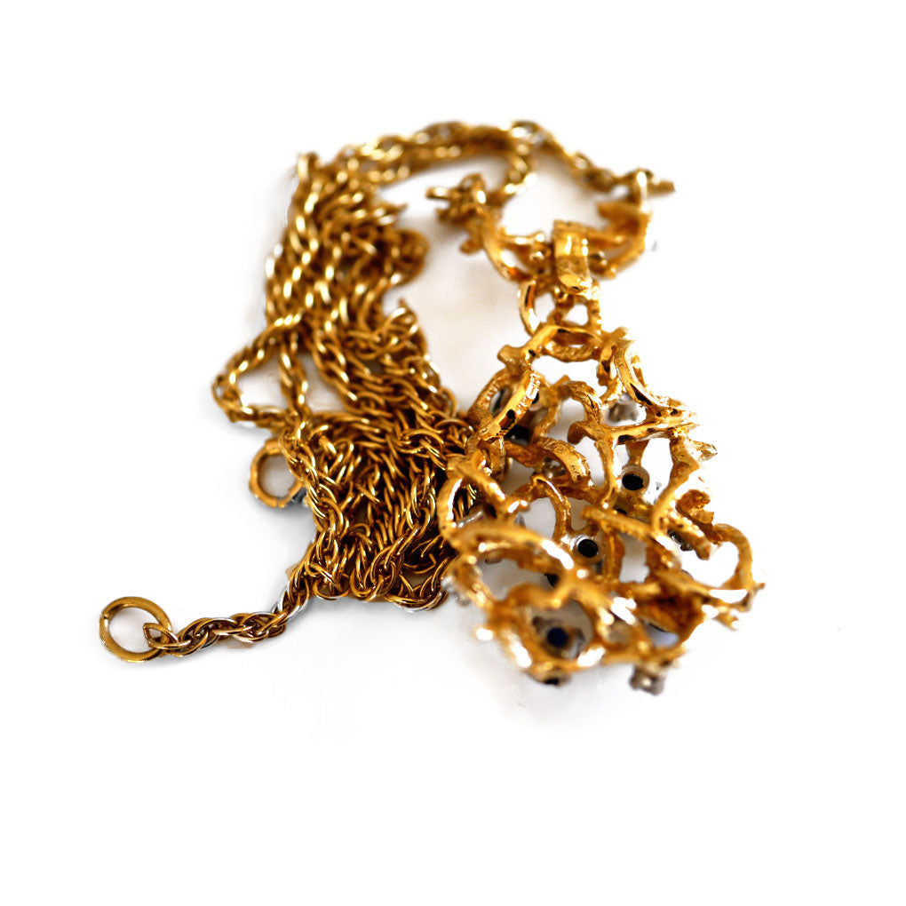 1977 Deakin & Francis Diamond & Sapphire Pendant Necklace