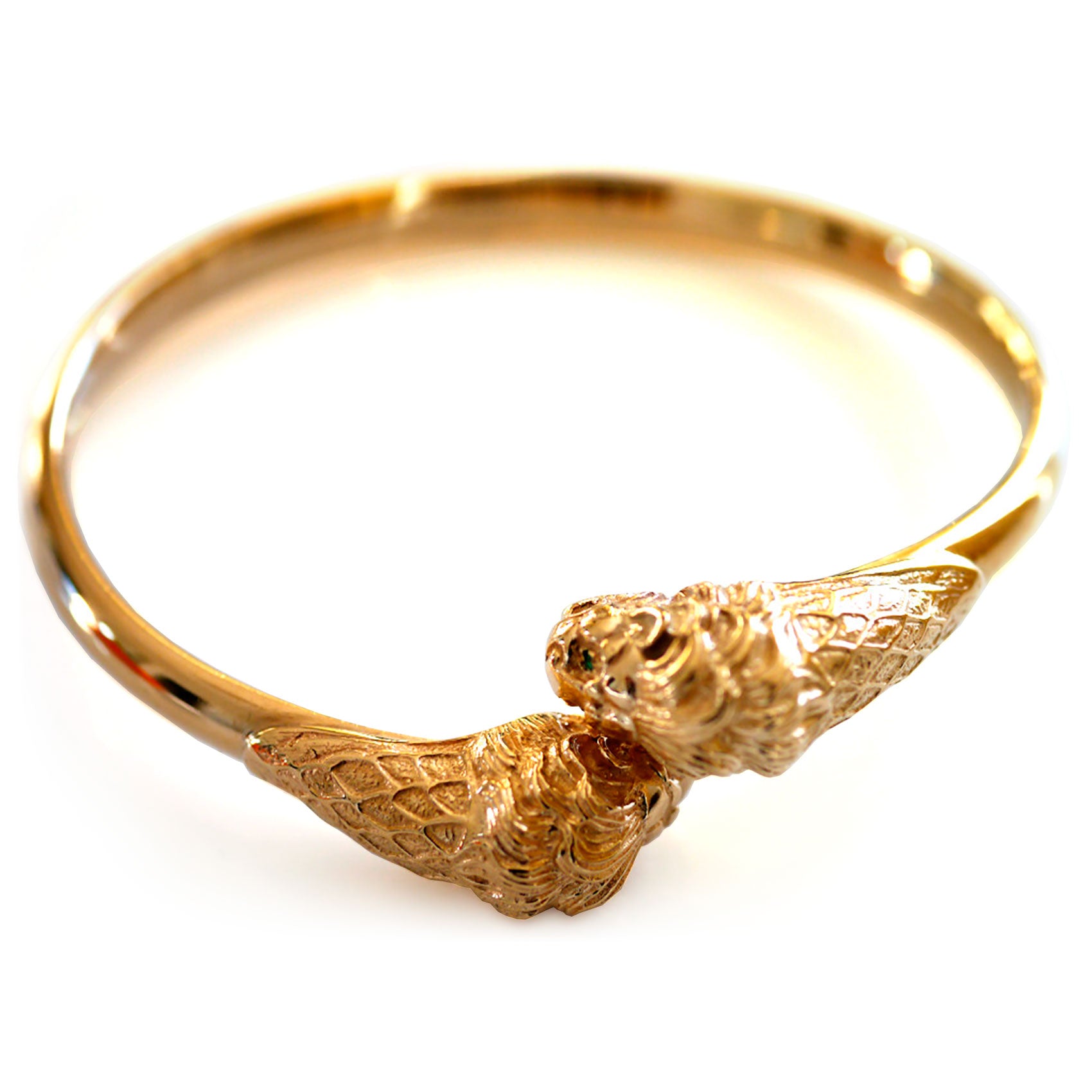 Gold Glorious Gold: 1980s Double Headed Lion Torque Bangle
