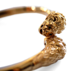 Gold Glorious Gold: 1980s Double Headed Lion Torque Bangle