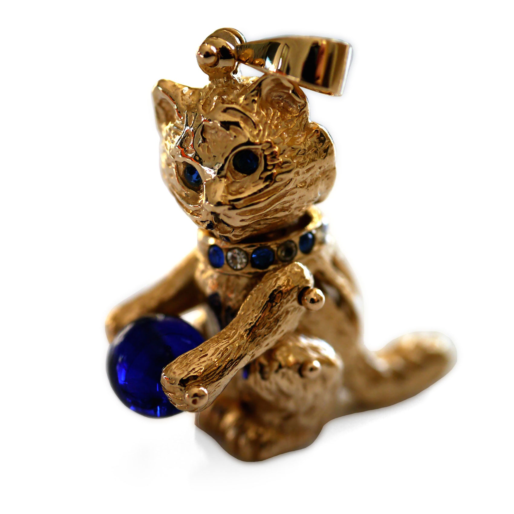 Articulated 1990s Gold Cat Pendant