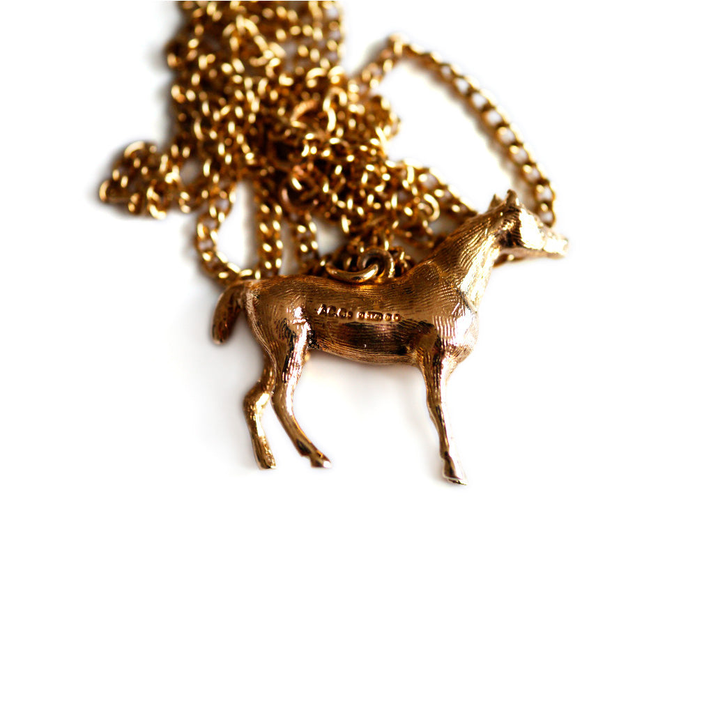 1970s Gold Horse Vintage Necklace