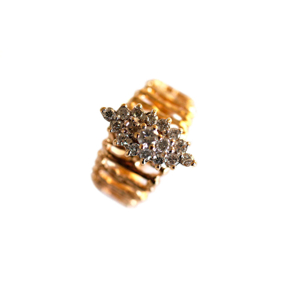 Dazzling Diamond Barked Ring 1970s