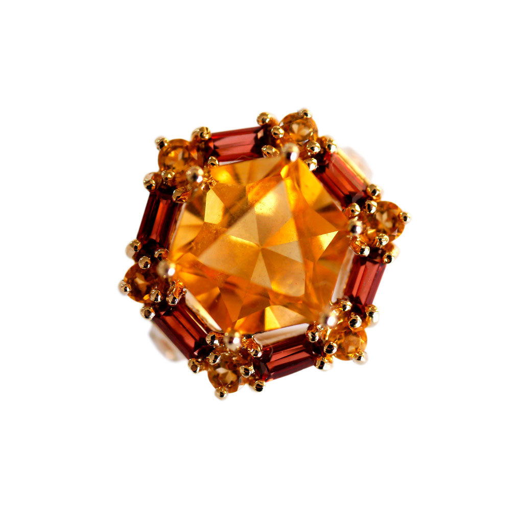 Vintage Citrine Hexagon Cocktail Ring