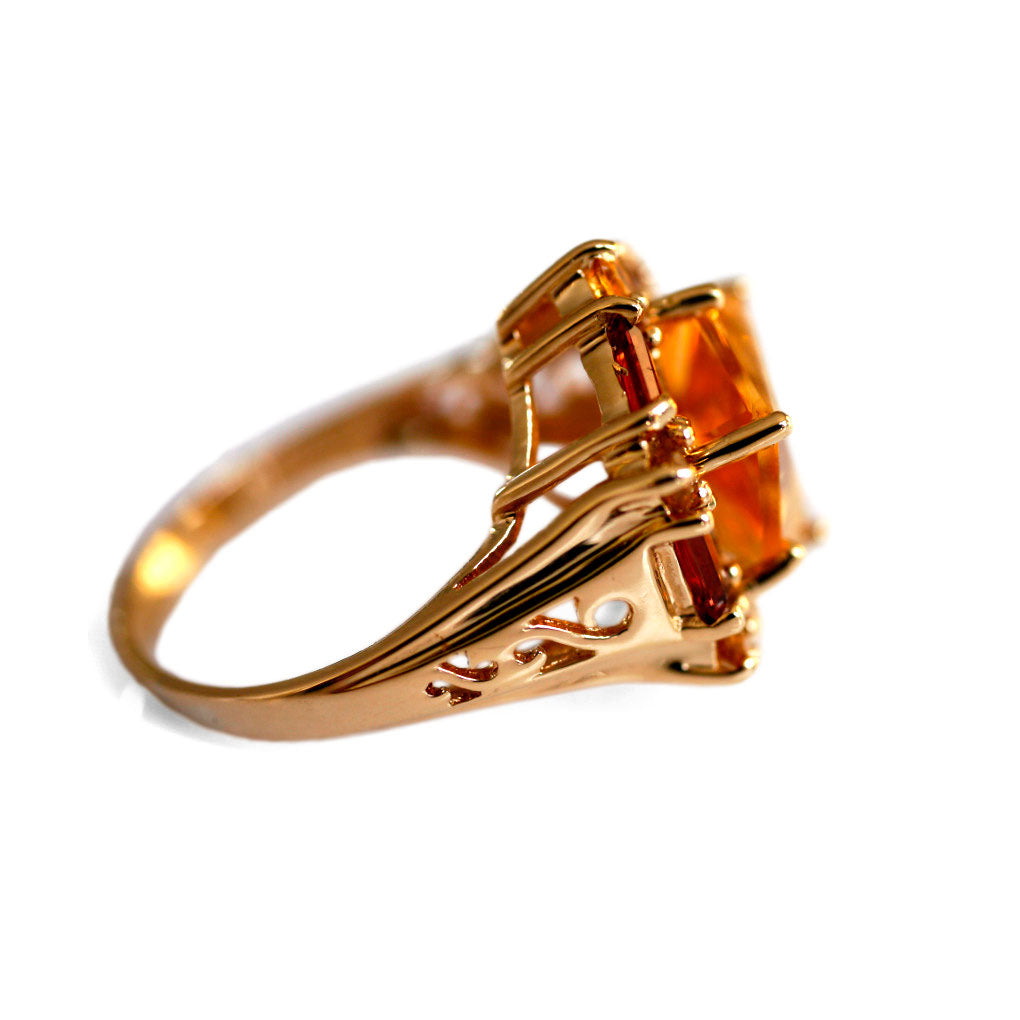 Citrine Hexagon Vintage Cocktail Ring