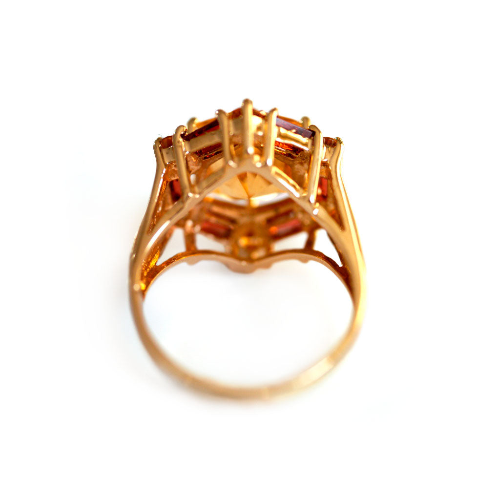 Citrine Hexagon Cocktail Ring