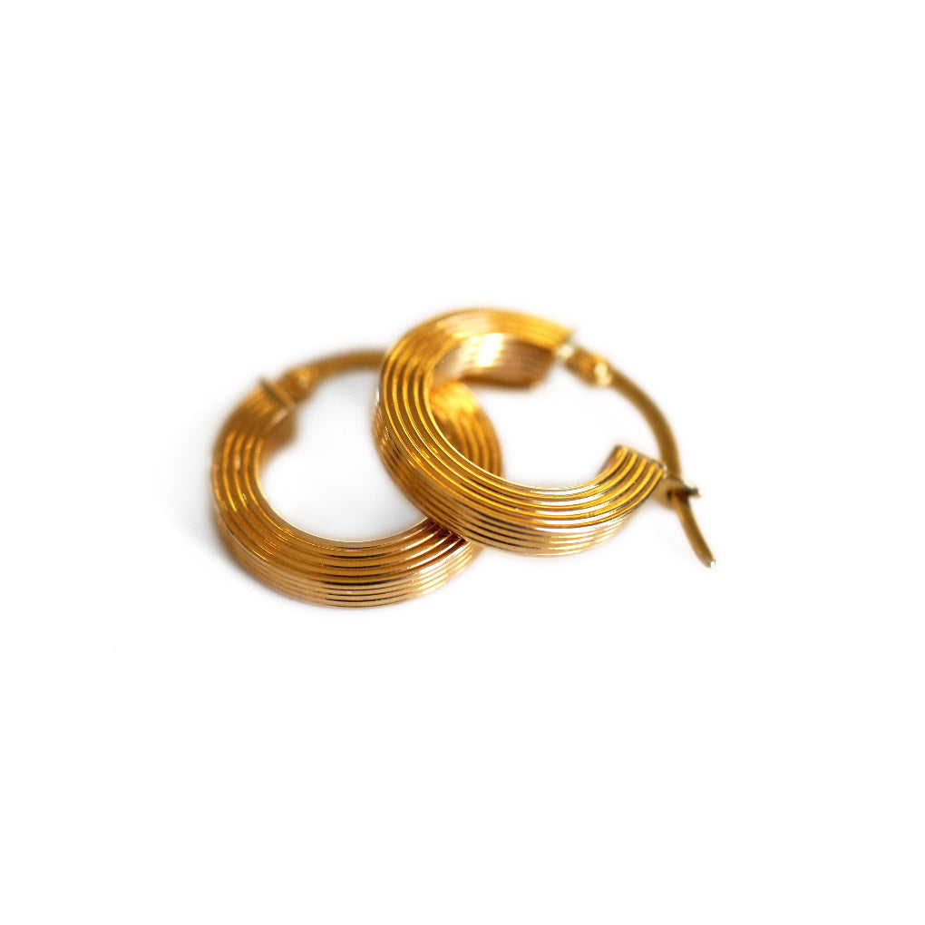 Vintage Gold Earrings Vinylesque Hoop Earrings