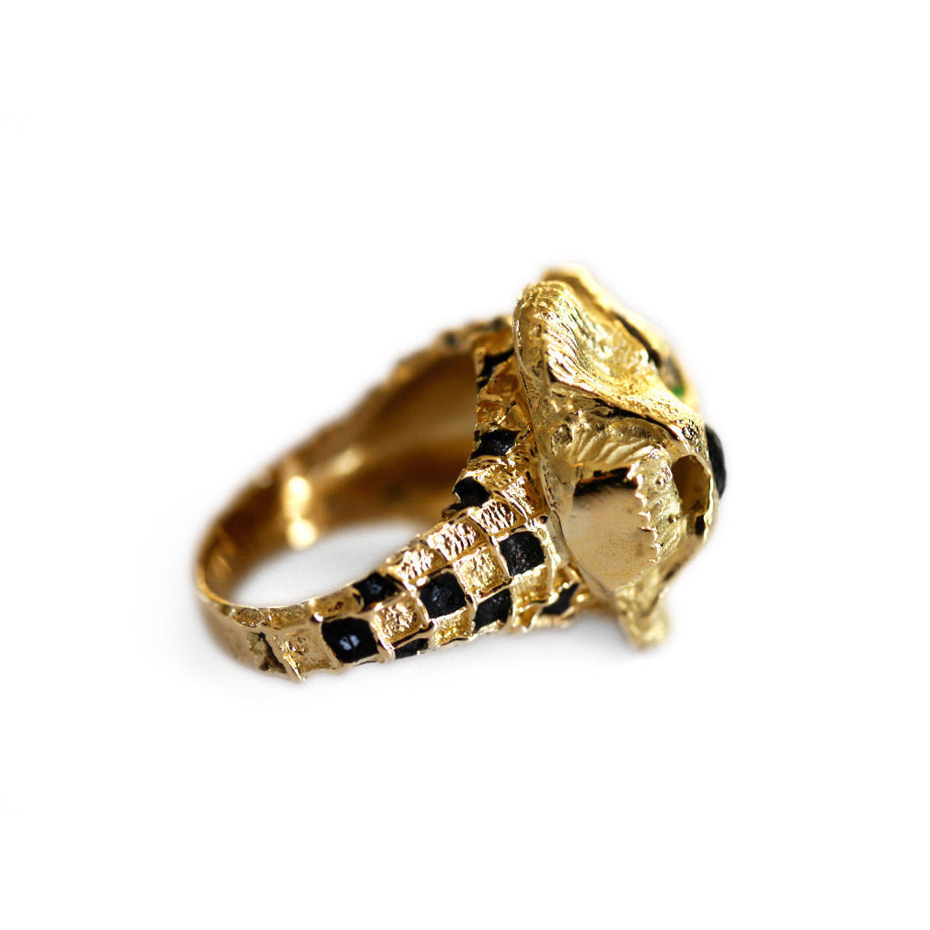Vintage Enamel Eyed Tiger Cocktail Ring