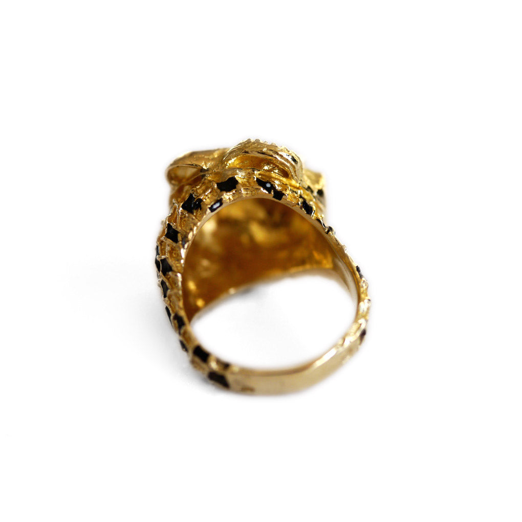 Vintage Enamel Eyed Tiger Cocktail Ring