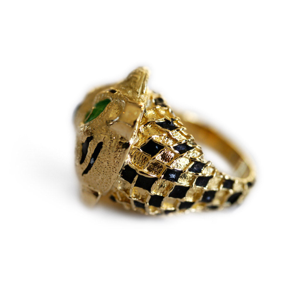 Vintage Enamel Eyed Tiger Cocktail Ring