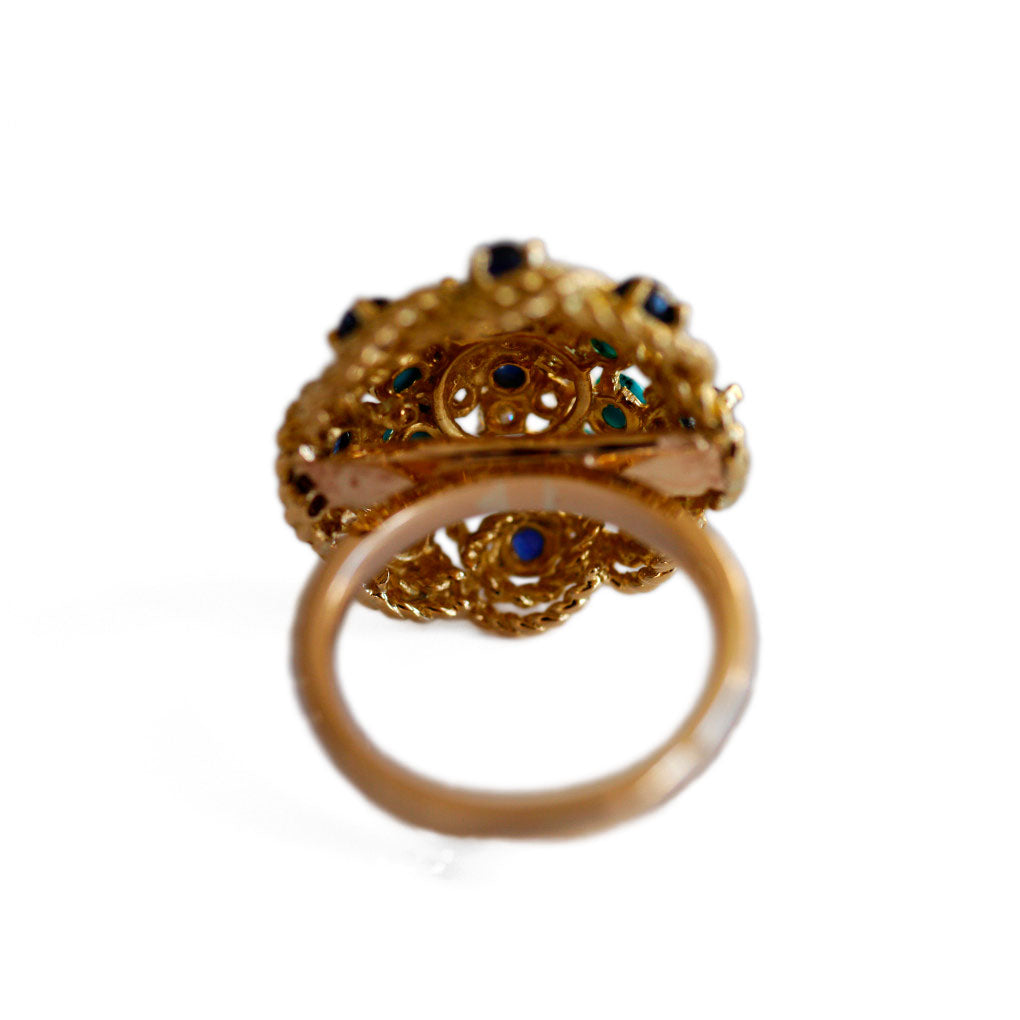 Vintage Diamond, Sapphire & Turquoise Cocktail Ring