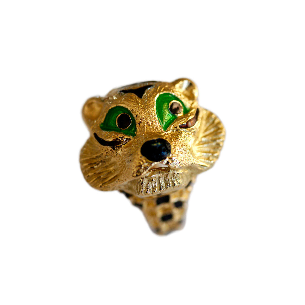 Vintage Enamel Eyed Tiger Cocktail Ring