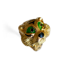 Vintage Enamel Eyed Tiger Cocktail Ring