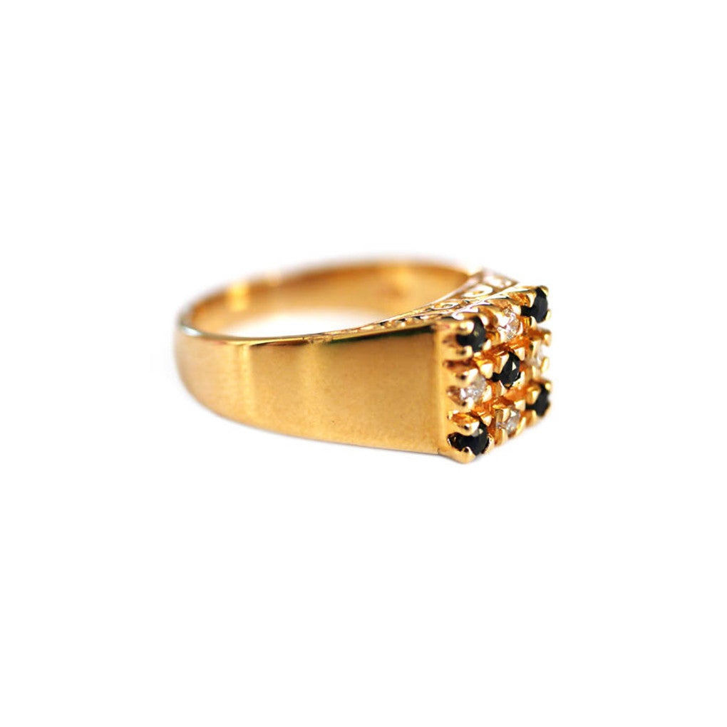 Diamond and Sapphire Square Dress Ring 1982