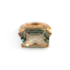 Prasiolite Gold Vintage Ring