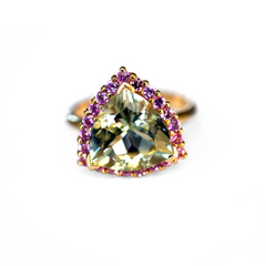 Pink & Green Trillion Tourmaline Dress Ring