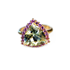 Pink & Green Trillion Tourmaline Dress Ring