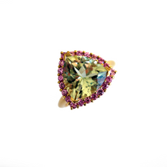 Pink & Green Trillion Tourmaline Dress Ring