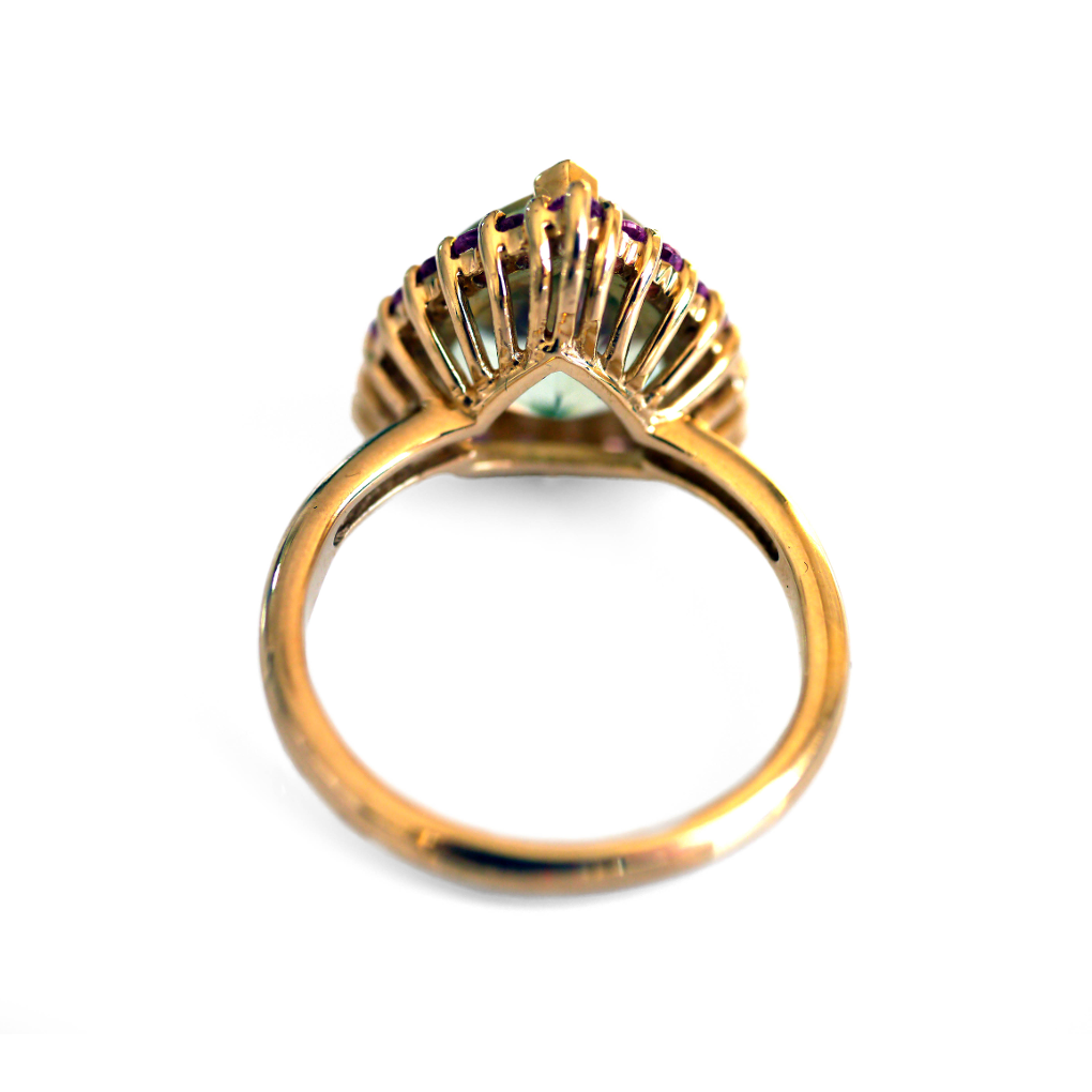 Pink & Green Trillion Tourmaline Dress Ring