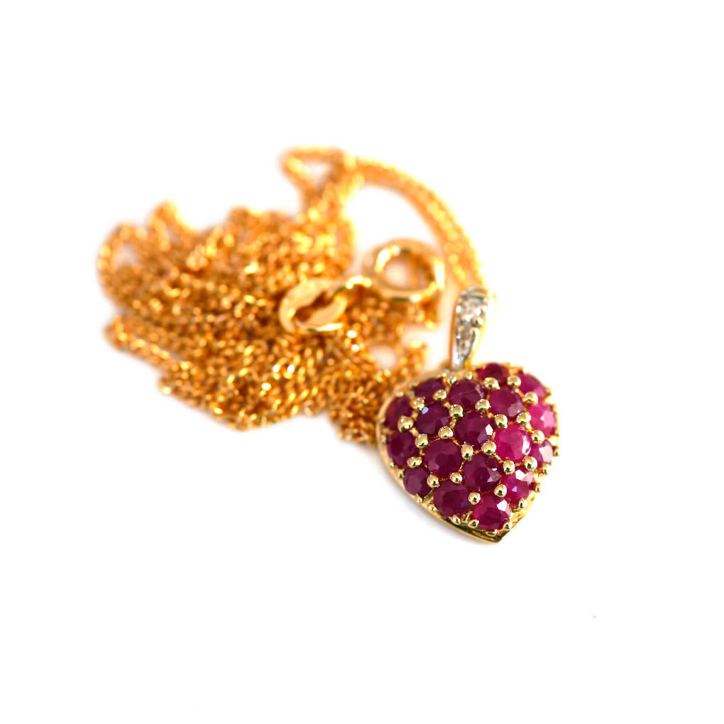 Diamond & Ruby Teeny Tiny Heart Necklace
