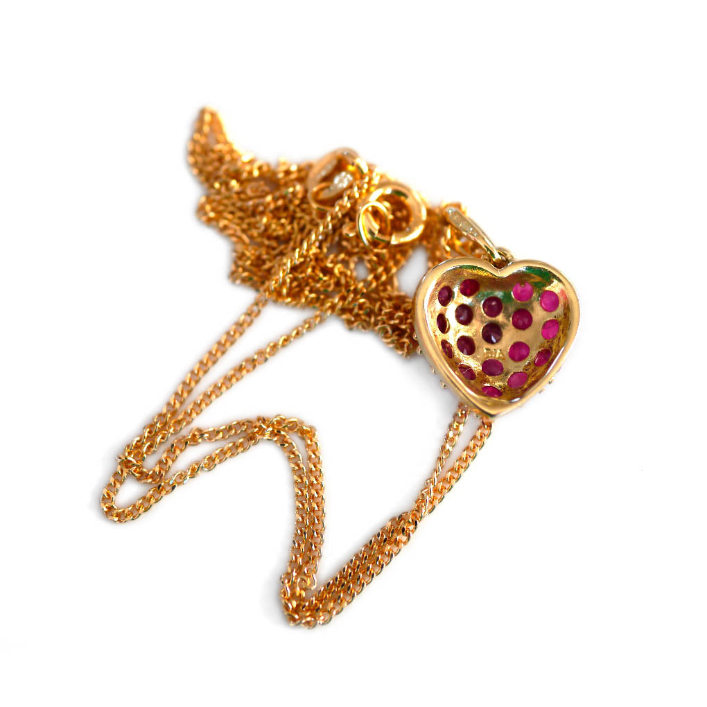 Diamond & Ruby Teeny Tiny Heart Necklace