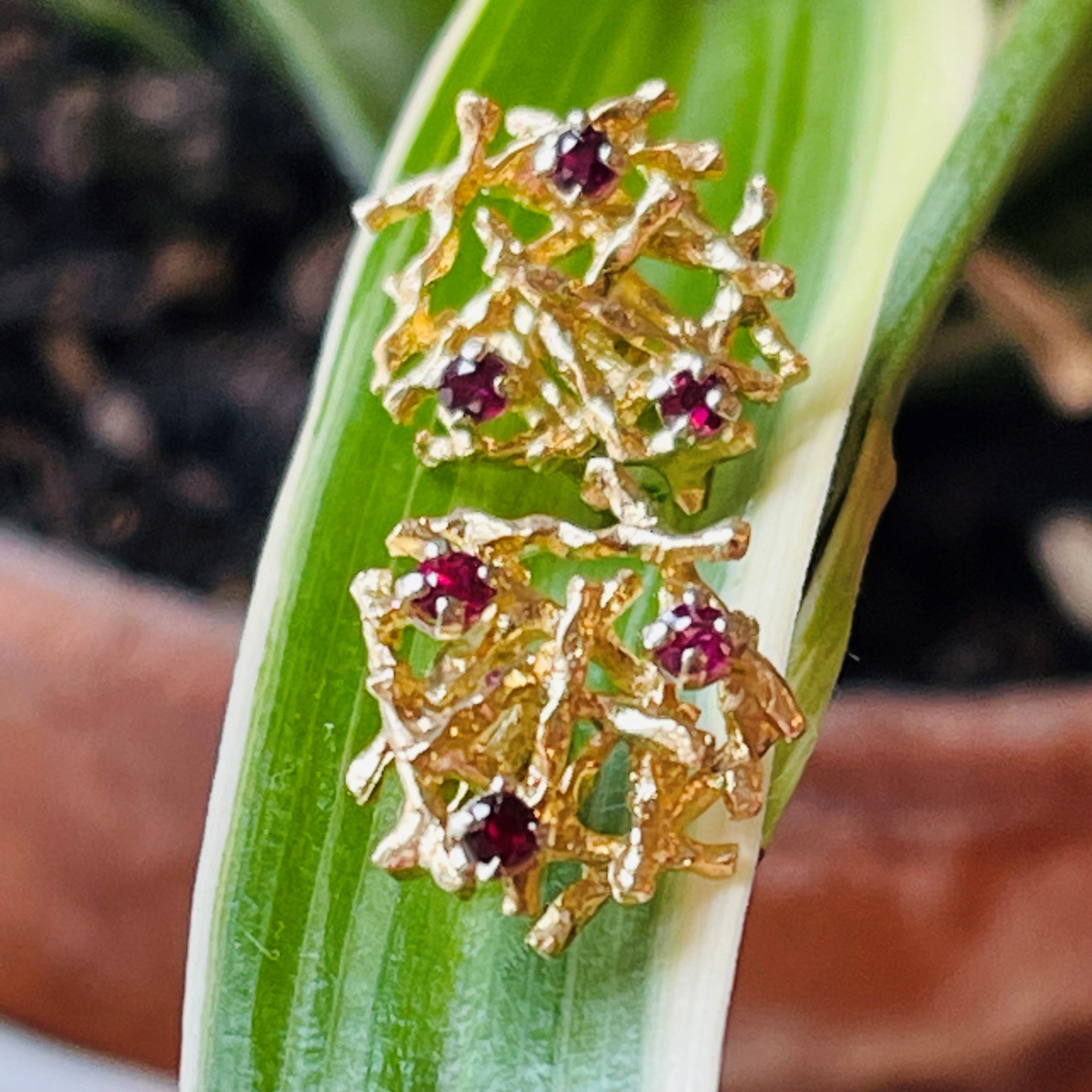 Deakin and Francis Ruby Spillikin Stud Earrings 1977