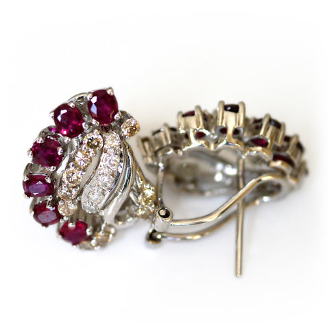 Ruby and Diamond Vintage Earrings