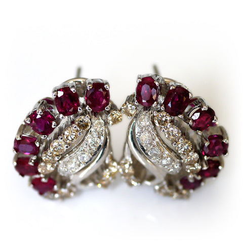 Vintage Ruby and Diamond Earrings